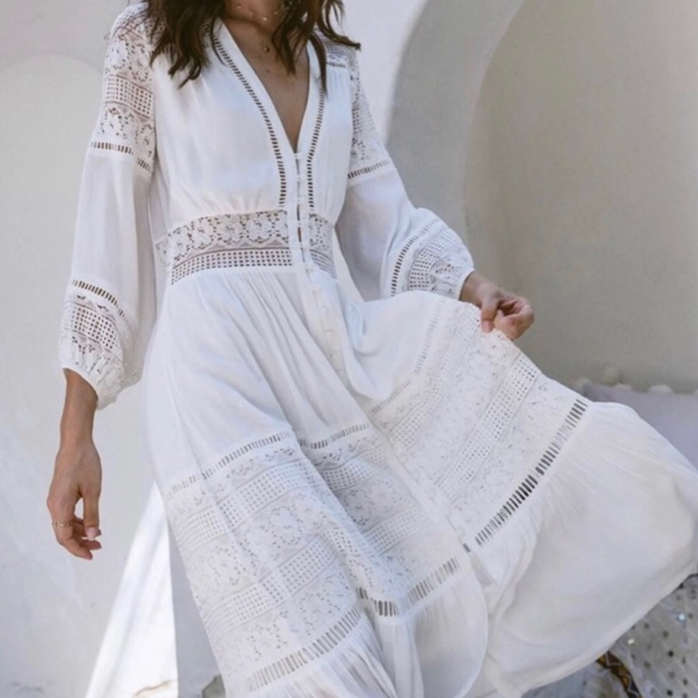 Spell & The Gypsy Olivia Lace Luxe Midi Dress SZ S